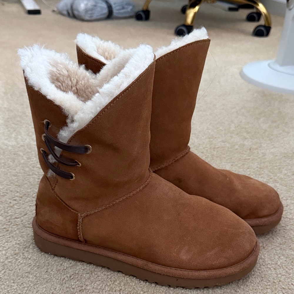 UGG Chestnut Shearling-Lined Winter Boots